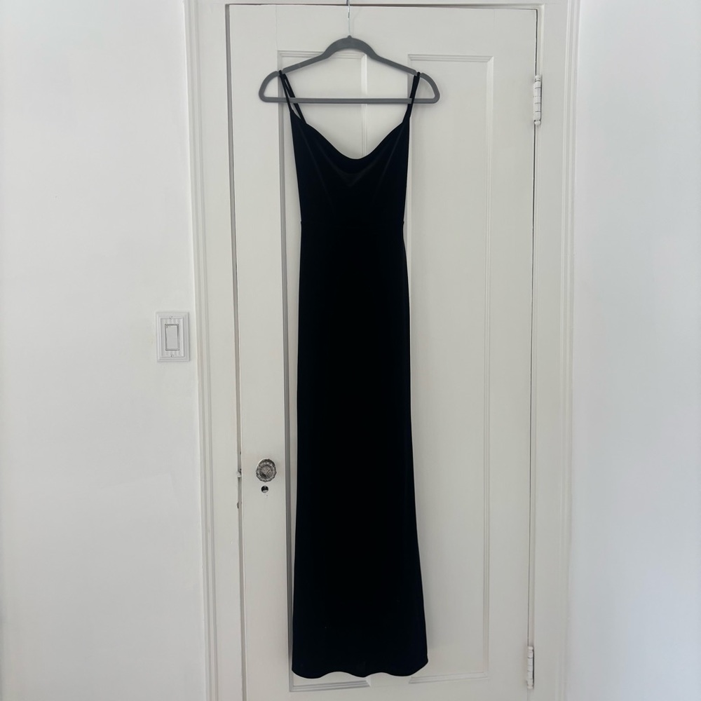 Black Velvet Cowl Neck Dress